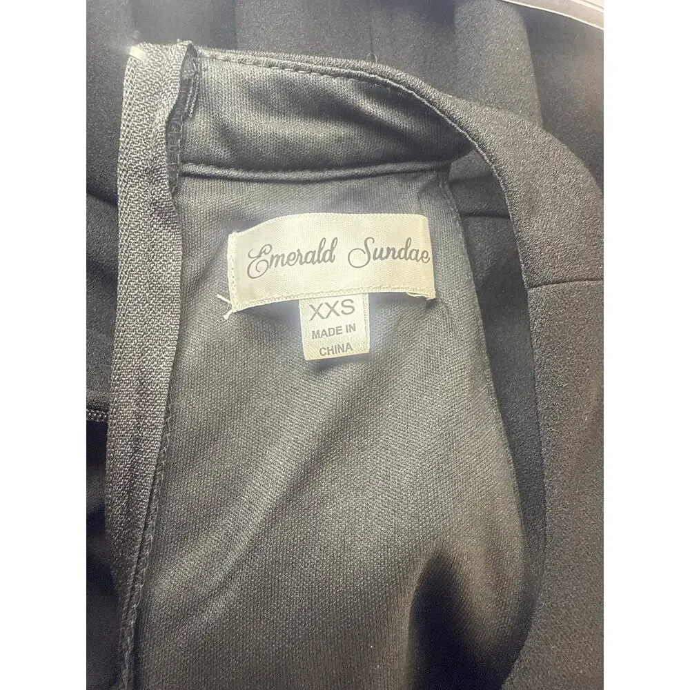 Emerald Sundae Black Mini Dress with Rinestone Waist XXS - Picture 5 of 6